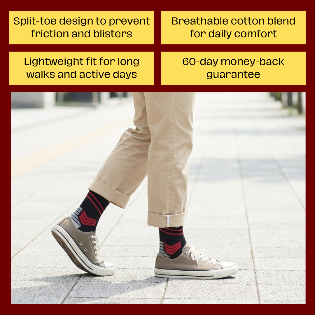 WalkerSocks™ ActiveStride – Split-Toe Walking Socks